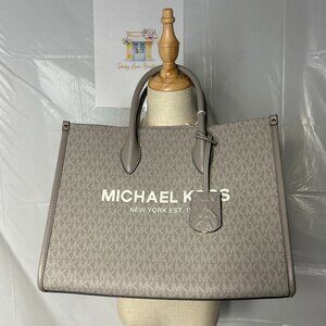 Michael Kors NWOT Gray Logo Leather Tote Bag